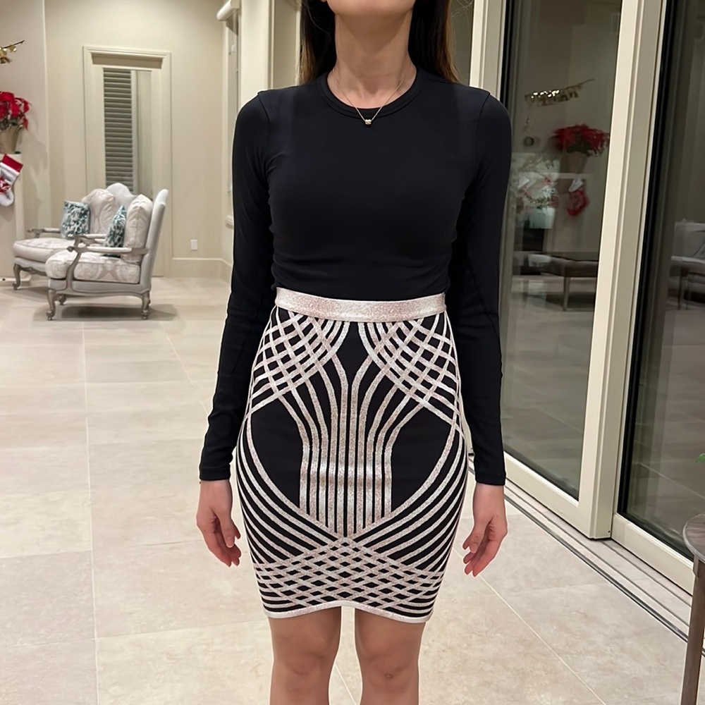 Herve Leger skirt in brown grey and pink